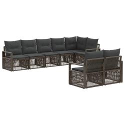 Ensemble de canap&eacute; de jardin 8 pcs Gris polyrotin
