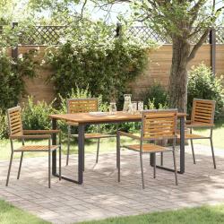 Ensemble de salle &agrave; manger pour jardin 5 pcs Gris