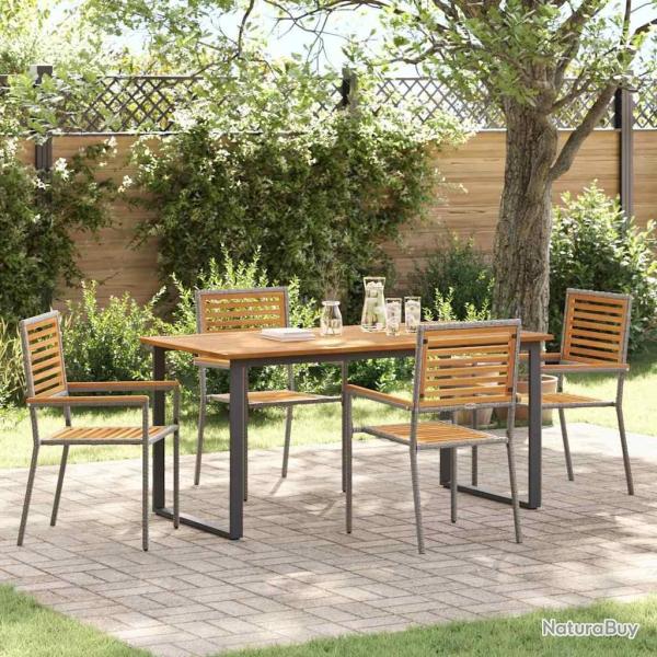 Ensemble de salle � manger pour jardin 5 pcs Gris