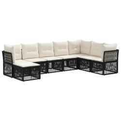 Ensemble de canap&eacute; de jardin 8 pcs Noir polyrotin