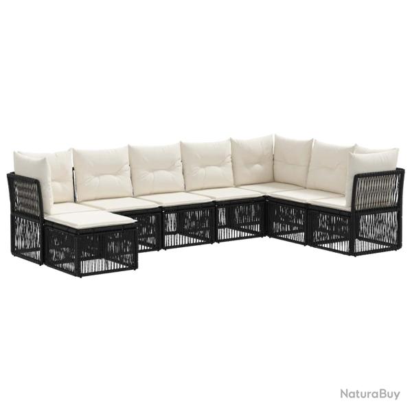 Ensemble de canap� de jardin 8 pcs Noir polyrotin