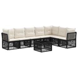 Ensemble de canap&eacute; de jardin 8 pcs Noir polyrotin