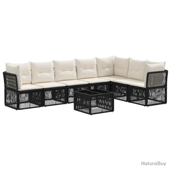 Ensemble de canap� de jardin 8 pcs Noir polyrotin