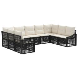 Ensemble de canap&eacute; de jardin 9 pcs Noir polyrotin