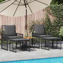 Ensemble de meubles d'ext&eacute;rieur 5 pcs Noir et Gris fonc&eacute;