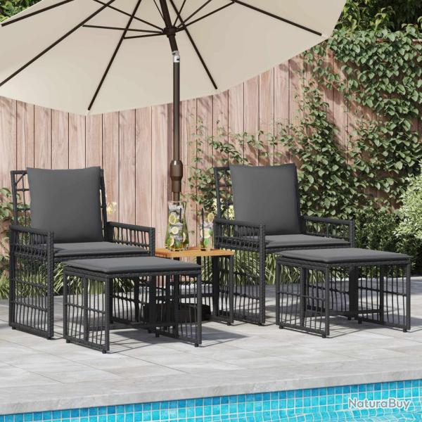 Ensemble de meubles d'ext�rieur 5 pcs Noir et Gris fonc�