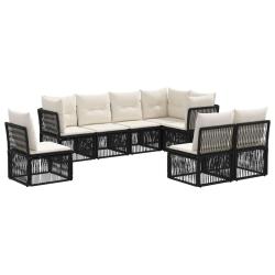 Ensemble de canap&eacute; de jardin 8 pcs Noir polyrotin