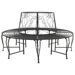 Banc d'Arbre 8-Nombre de places &Oslash; 160 x 89 cm Acier Noir Rond