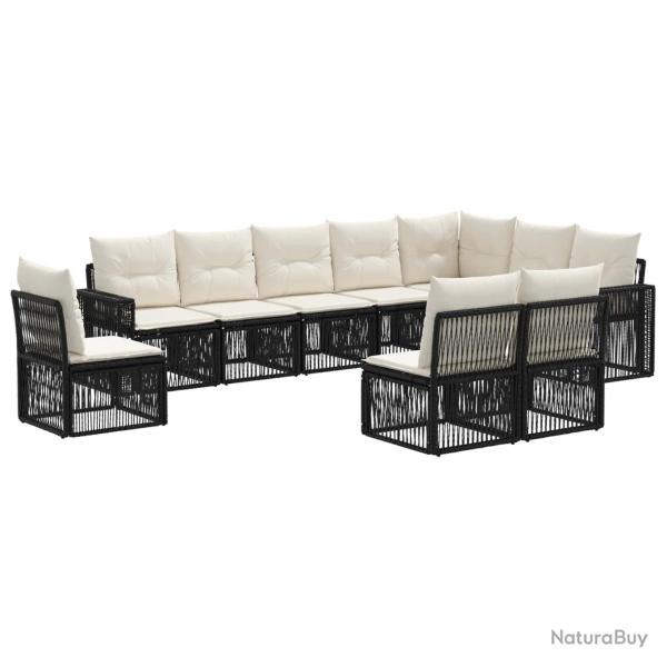 Ensemble de canap� de jardin 10 pcs Noir et blanc cr�me
