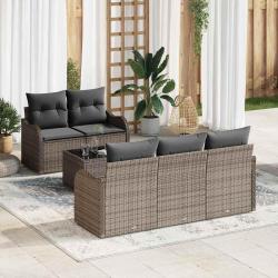 Ensemble de canap&eacute; de jardin avec coussin 6 pcs Gris