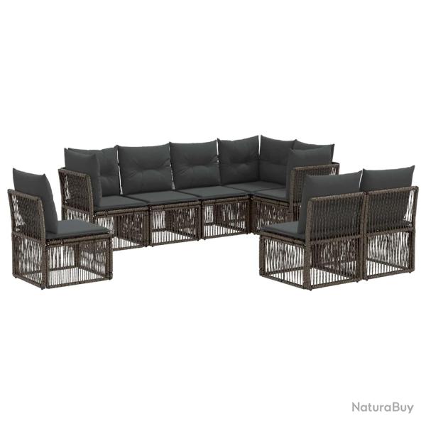 Ensemble de canap� de jardin 8 pcs Gris polyrotin