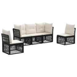Ensemble de canap&eacute; de jardin 5 pcs Noir polyrotin