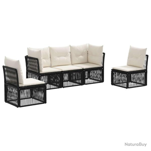 Ensemble de canap� de jardin 5 pcs Noir polyrotin