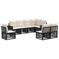 Ensemble de canap&eacute; de jardin 8 pcs Noir et blanc cr&egrave;me