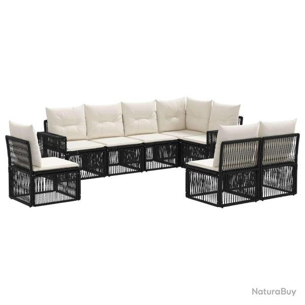 Ensemble de canap� de jardin 8 pcs Noir et blanc cr�me