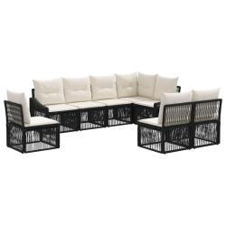 Ensemble de canap&eacute; de jardin 8 pcs Noir polyrotin