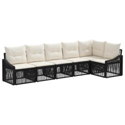 Ensemble de canap&eacute; de jardin 6 pcs Noir polyrotin