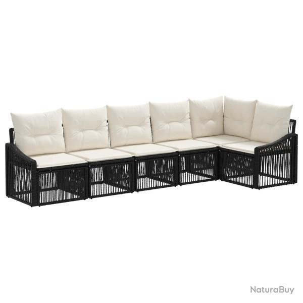 Ensemble de canap� de jardin 6 pcs Noir polyrotin