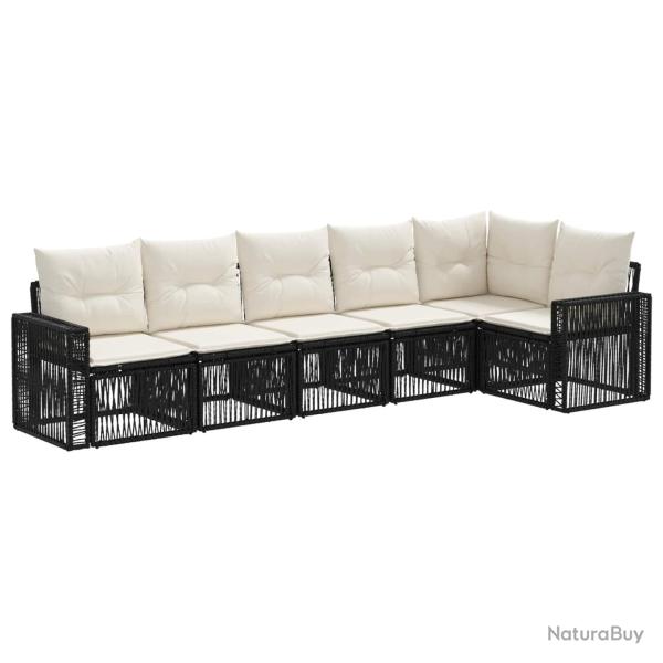 Ensemble de canap� de jardin 6 pcs Noir et blanc cr�me