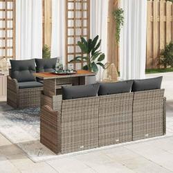 Ensemble de canap&eacute; de jardin 6 pcs Gris Poly rotin