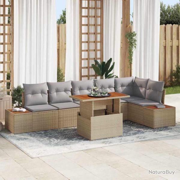 Ensemble de canap� de jardin 7 pc Beige et gris
