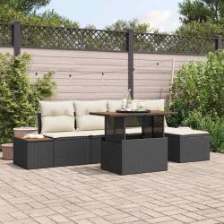 Ensemble de canap&eacute; de jardin 6 pcs Noir et Beige