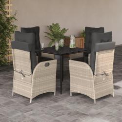 Ensemble &agrave; manger de jardin et coussins 5 pcs gris clair rotin