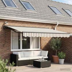 Auvent r&eacute;tractable &eacute;lectrique Gris clair et blanc 3 x 2,5 m