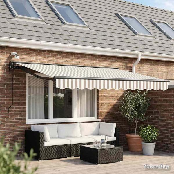 Auvent r�tractable �lectrique Gris clair et blanc 3 x 2,5 m