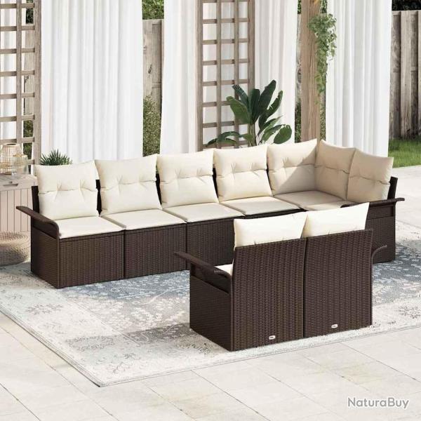 Ensemble de canap� de jardin 8 pcs Marron polyrotin