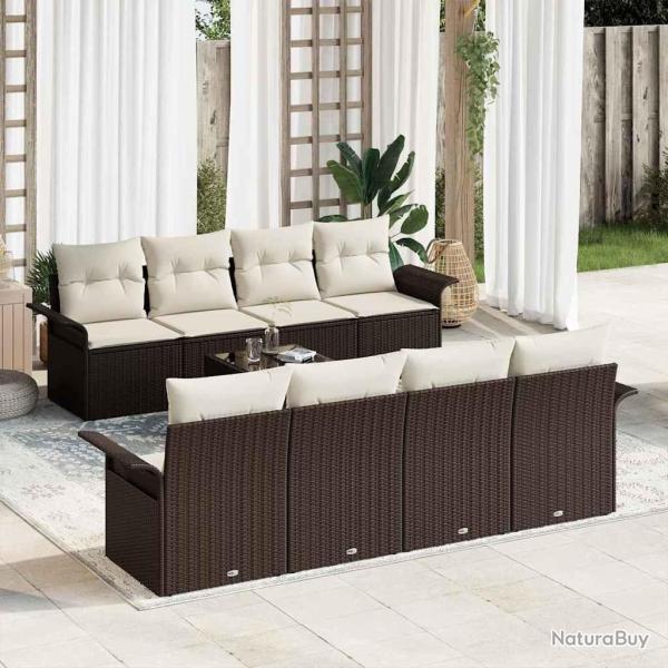 Ensemble de canap� de jardin 9 pcs Marron polyrotin