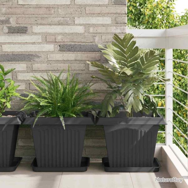 Pots de plantes 6 pcs Noir 43 x 43 x 33,5 cm Plastique
