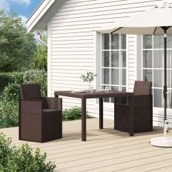 Chaises de jardin salle &agrave; manger 2 pcs Marron et anthracite PP