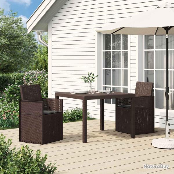 Chaises de jardin salle � manger 2 pcs Marron et anthracite PP