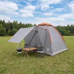 Tente de camping Gris et orange 2 personnes Polyester et Acier