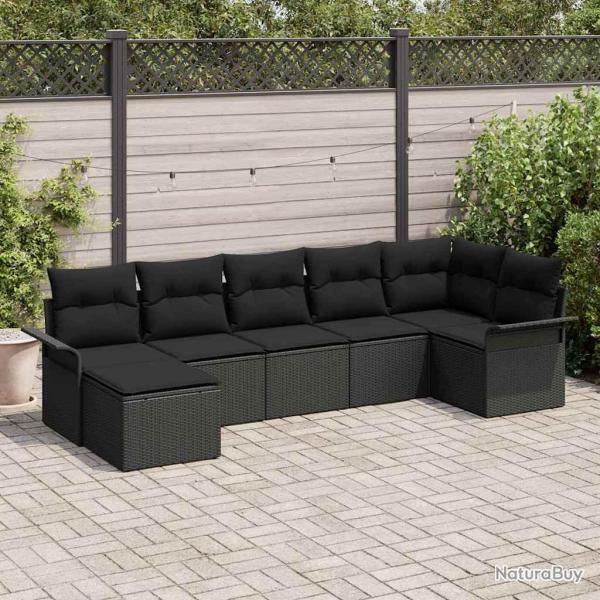 Ensemble de canap� de jardin avec stockage 7 pcs Noir polyrotin