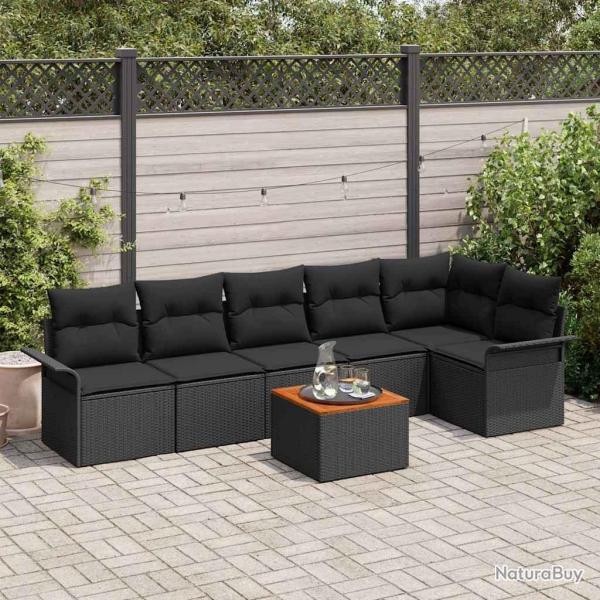 Ensemble de canap� de jardin avec stockage 7 pcs Noir polyrotin