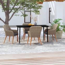 Ensemble &agrave; manger de jardin et coussins 5 pcs Marron