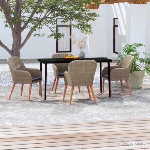 Ensemble � manger de jardin et coussins 5 pcs Marron