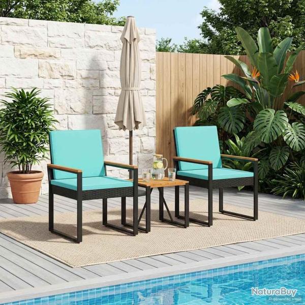 Ensemble de meubles d'ext�rieur 3 pcs Noir et turquoise