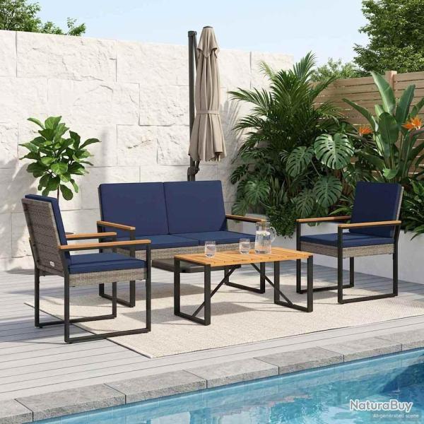 Ensemble de meubles d'ext�rieur 4 pcs Gris et bleu marine