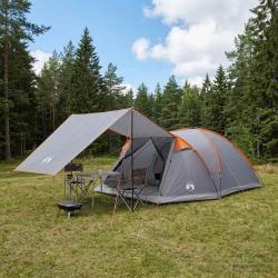 Tente Cabane Gris et orange 8 personnes Polyester et Acier