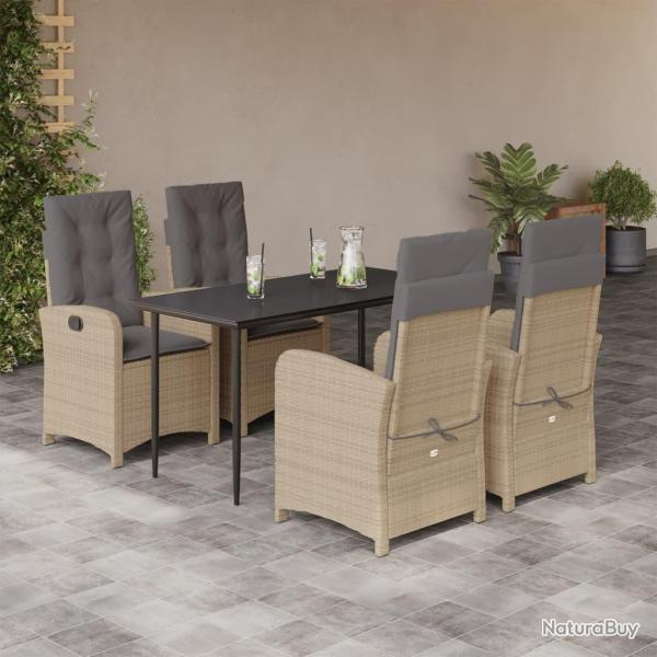 Ensemble � manger de jardin coussins 5 pcs m�lange beige rotin