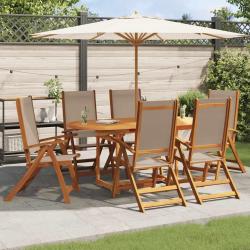 Chaises pliables de jardin lot de 6 bois d'acacia et textil&egrave;ne
