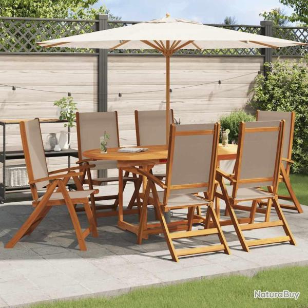 Chaises pliables de jardin lot de 6 bois d'acacia et textil�ne