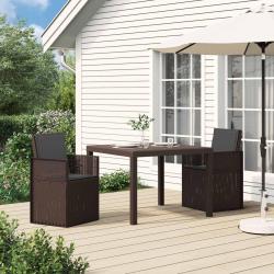 Chaises de jardin salle &agrave; manger 2 pcs Marron et anthracite PP