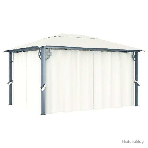 Tonnelle avec rideau 400x300 cm Cr�me Aluminium
