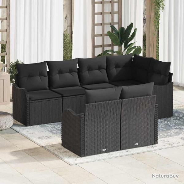 Ensemble de canap� de jardin 7 pcs Noir Poly rotin