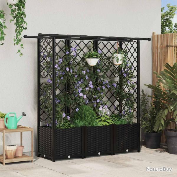 Lit �lev� avec Treillis et Toit Noir 163,5 x 40 x 136 cm PP