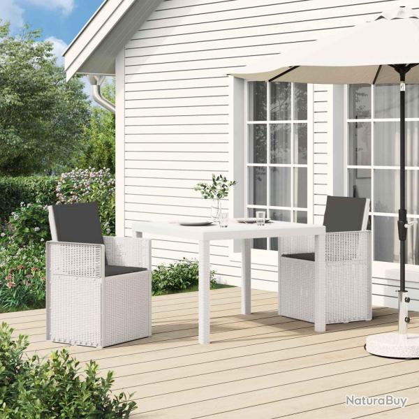 Chaises de jardin salle � manger 2 pcs Blanc et anthracite PP